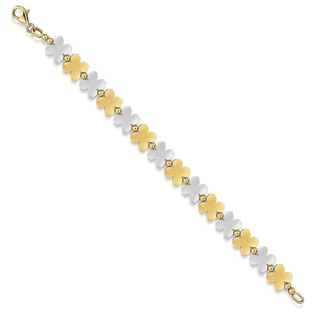 White & 9ct Yellow Gold Daisy Chain Bracelet