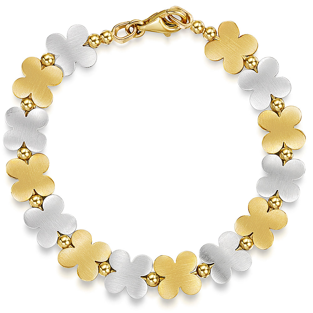 White & 9ct Yellow Gold Daisy Chain Bracelet