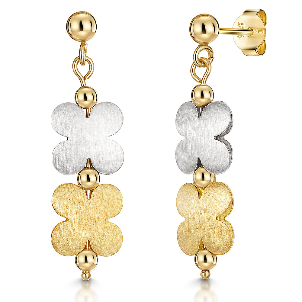 Yellow & White 9ct Gold Daisy Chain Earrings