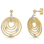 Load image into Gallery viewer, Yellow Gold &amp; Diamond Circle Drop Earrings
