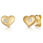 Load image into Gallery viewer, Yellow Gold Diamond Bubbly Heart Stud Earrings
