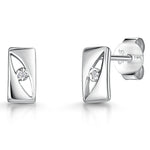 Load image into Gallery viewer, White Gold &amp; Diamond Rectangle Stud Earrings
