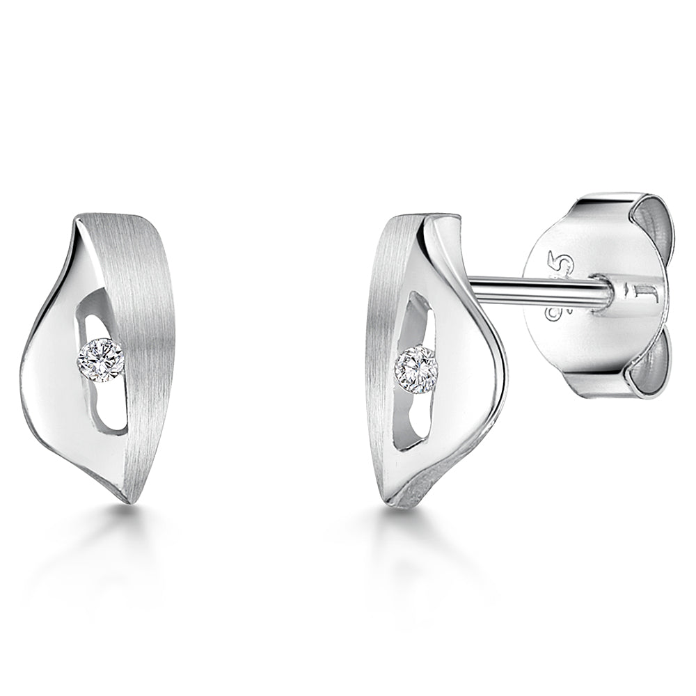 White Gold Stud Earrings With Tension Set Diamonds