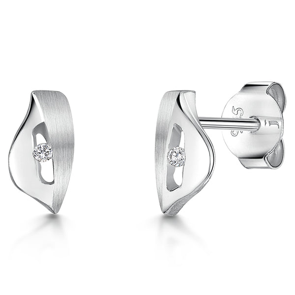 White Gold Stud Earrings With Tension Set Diamonds