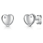 Load image into Gallery viewer, White Gold Bubbly Heart Studs With Diamond
