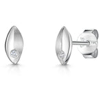 Load image into Gallery viewer, White Gold Half Brushed  Diamond Studs Earrings
