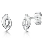 Load image into Gallery viewer, White Gold Open Offset Circle Earrings
