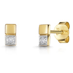 Load image into Gallery viewer, Yellow Gold &amp; Diamond Square Studs
