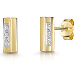 Load image into Gallery viewer, Yellow Gold Rectangle Studs With Diamonds
