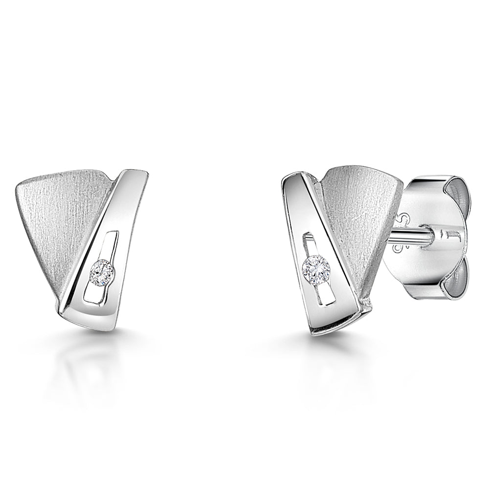 White Gold V Studs With Diamonds