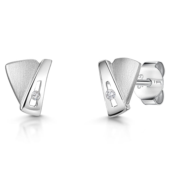 White Gold V Studs With Diamonds