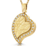 Load image into Gallery viewer, Yellow Gold Textured Offset Heart Pendant Set With Diamonds
