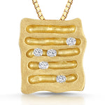 Load image into Gallery viewer, Yellow Gold Scattered Diamond Square  Ridged Pendant
