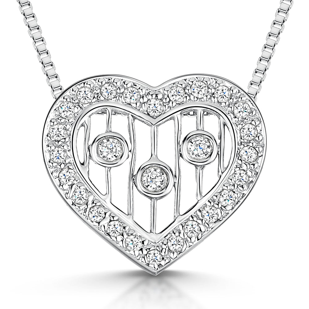 White Gold Heart Pave Set Diamond Dreamcatcher Necklace