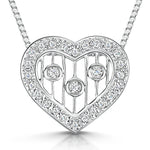 Load image into Gallery viewer, White Gold Heart Pave Set Diamond Dreamcatcher Necklace
