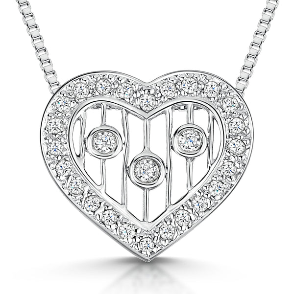 White Gold Heart Pave Set Diamond Dreamcatcher Necklace
