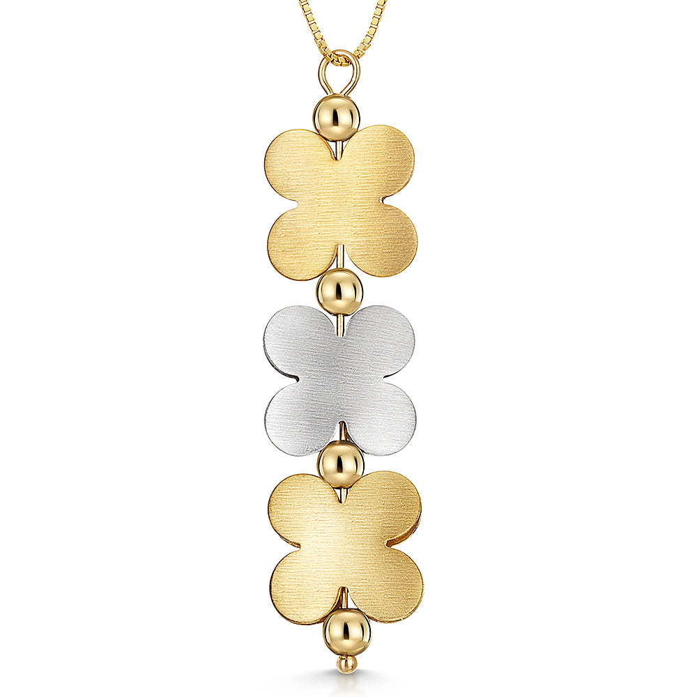 9ct White & Yellow Gold Daisy Chain Pendant