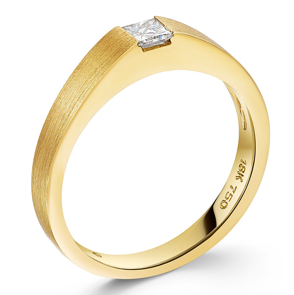 Yellow Gold Matte Finish Diamond Ring