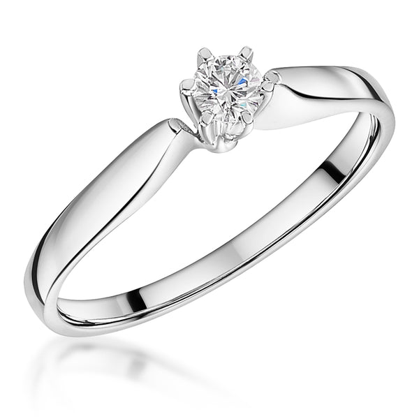 18ct White Gold & Claw Set Diamond Solitaire Ring