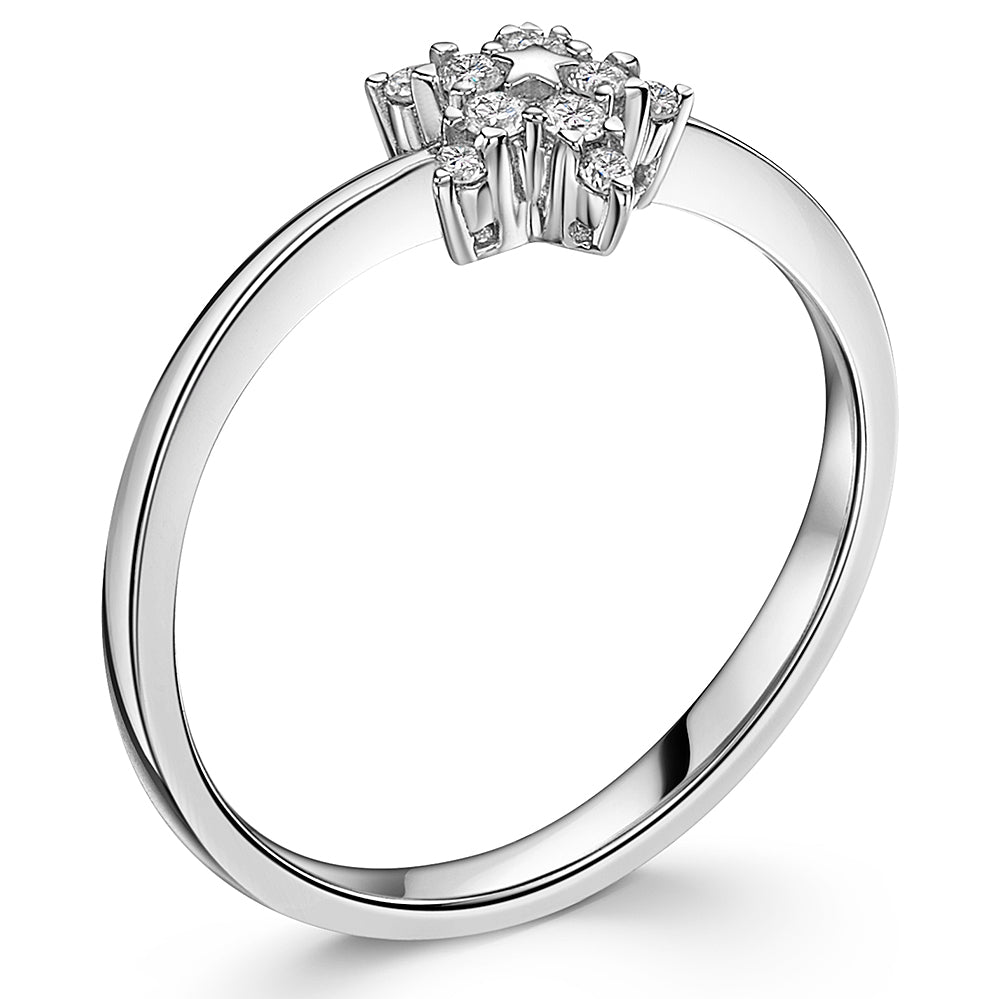 White Gold & Diamond Flower Ring-JOOLS by Jenny Brown