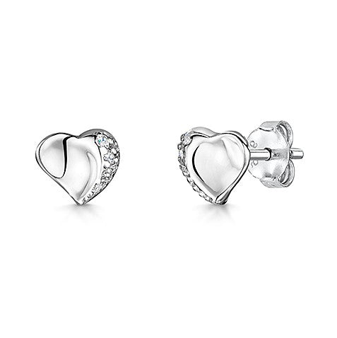 Sterling Silver Offset Heart Stud Earrings -JOOLS by Jenny Brown