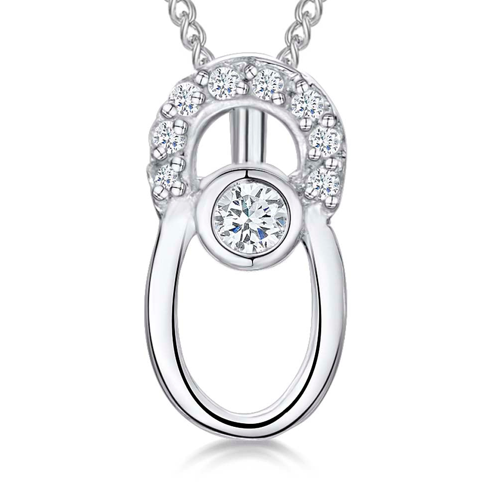 Silver necklace with a round cubic zirconia centre