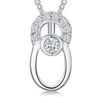 Load image into Gallery viewer, Silver necklace with a round cubic zirconia centre
