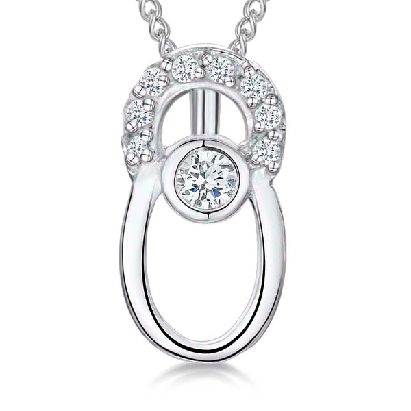 Silver necklace with a round cubic zirconia centre