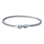 Load image into Gallery viewer, Sterling Silver Rope Weave Effect Bangle With Blue Topaz JOOLS by Jenny Brown
