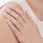 Load image into Gallery viewer, STERLING SILVER EMERALD CUT ONE CARAT  HALF ETERNITY RING SET WITH FIVE CUT CUBIC ZIRCONIA STONES- JOOLS By Jenny Brown
