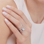 Load image into Gallery viewer, STERLING SILVER BRILLIANT ROUND CUT CUT CENTRE WITH PAVE SHOULDER RINGRings - JOOLS By Jenny Brown
