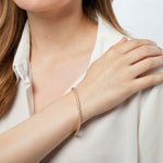 Load image into Gallery viewer, 18 Carat Gold Plated, Sterling Silver And Cubic Zirconia 6 Carat Line Bracelet JOOLS by Jenny Brown
