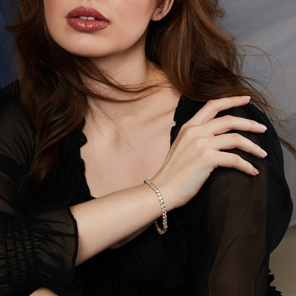 Yellow Gold 3.75ct Cubic Zirconia Tennis Bracelet-JOOLS By Jenny Brown