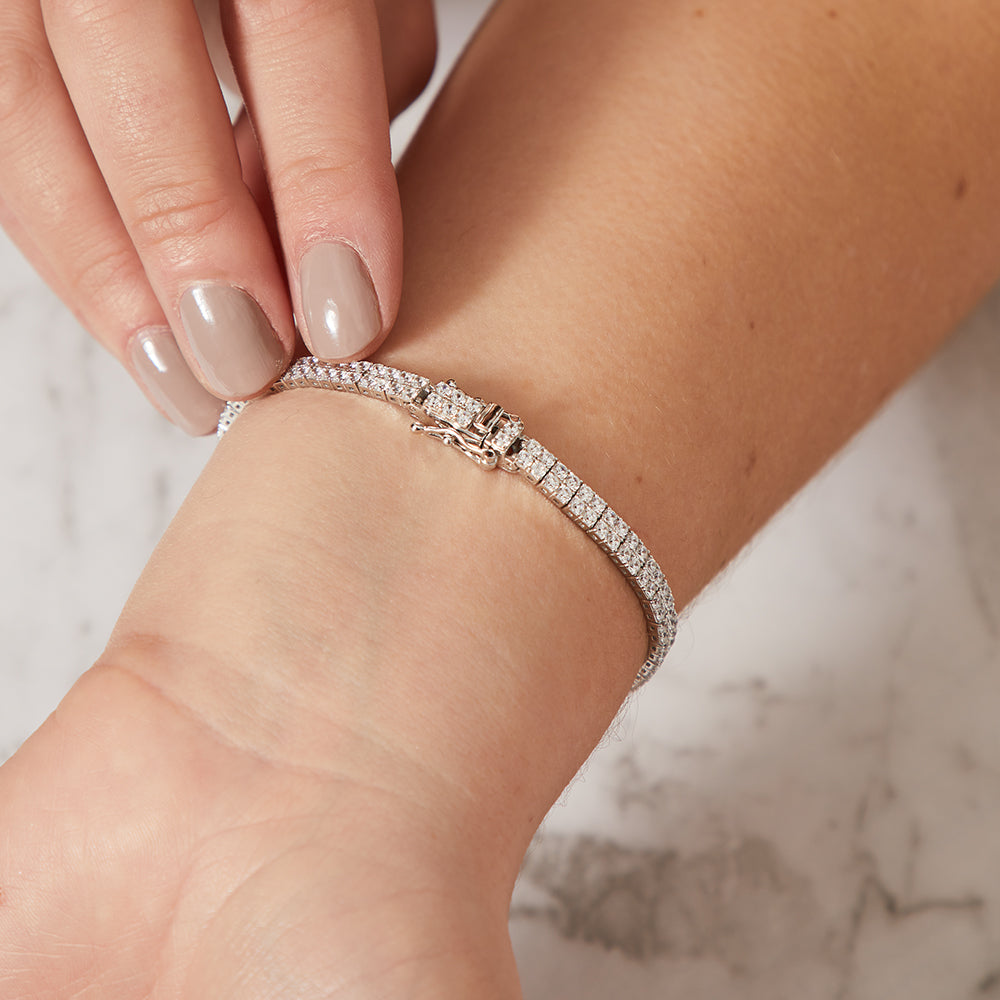Sterling Silver Cubic Zirconia 5ct Tennis Bracelet-JOOLS by Jenny Brown