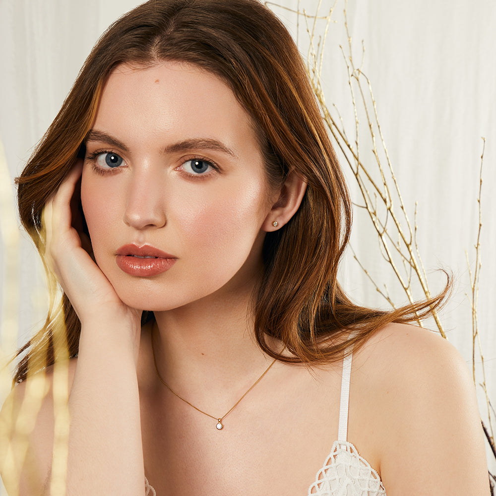  Yellow Gold 3mm Rubover Stud Earrings-JOOLS By Jenny Brown