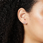 Load image into Gallery viewer, Sterling Silver, Yellow Gold Half Carat Cubic Zirconia Stud Earrings
