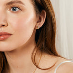 Load image into Gallery viewer, Sterling Silver, Yellow Gold Half Carat Cubic Zirconia Stud Earrings
