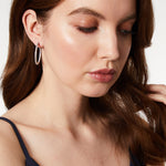 Load image into Gallery viewer, Sterling Silver Medium Hoop Earrings Set With Cubic Zirconia-JOOLS by Jenny Brown
