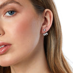 Load image into Gallery viewer, Sterling Silver 3 Teardrop Cubic Zirconia Jacket Earring
