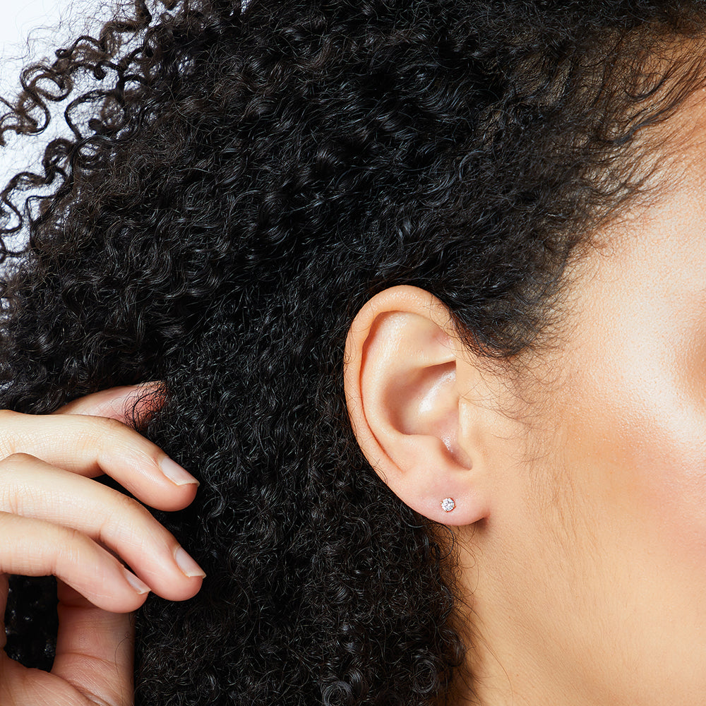 Yellow Gold Cubic Zirconia Solitaire Stud Earrings