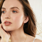 Load image into Gallery viewer, Yellow Gold Cubic Zirconia Square Stud Earrings-JOOLS By Jenny Brown
