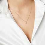 Load image into Gallery viewer, Yellow Gold Rubover Solitaire Pendant With A Cubic Zirconia Stone-JOOLS By Jenny Brown
