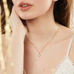 Load image into Gallery viewer, Yellow Gold Pendant Square Half Carat Cubic Zirconia Pendant-JOOLS By Jenny Brown
