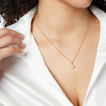 Load image into Gallery viewer, Yellow Gold Pendant Square Half Carat Cubic Zirconia Pendant-JOOLS By Jenny Brown
