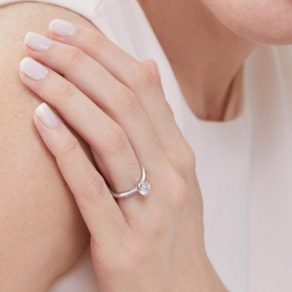 STERLING SILVER ONE  CARAT  ROUND BRILLIANT CUT SOLITAIRE RING SET WITH A SINGLE CUBIC ZIRCONIA STONERings - JOOLS By Jenny Brown