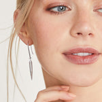 Load image into Gallery viewer, Sterling Silver  Encrusted Triangles Cubic Zirconia Drop Earrings
