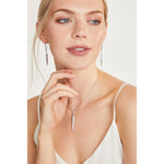 Load image into Gallery viewer, Sterling Silver  Encrusted Triangles Cubic Zirconia Drop Earrings
