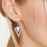 Load image into Gallery viewer, Sterling Silver Drop Earrings - Art Deco Style Featuring A Silver Triangle - JOOLS by Jenny Brown
