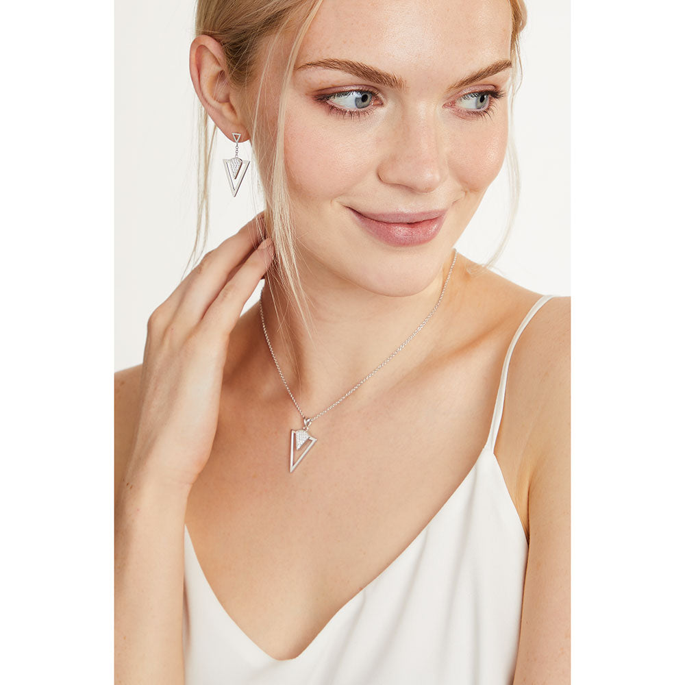 Sterling Silver Drop Earrings - Art Deco Style Featuring A Silver Triangle - JOOLS by Jenny Brown