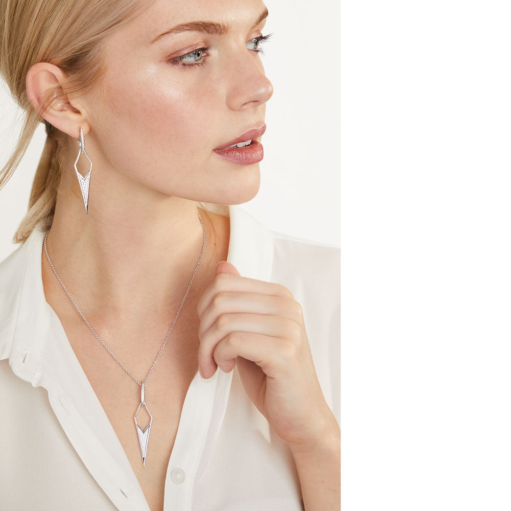 Sterling Silver Necklace - Art Deco Style  Diamond Shape - JOOLS by Jenny Brown